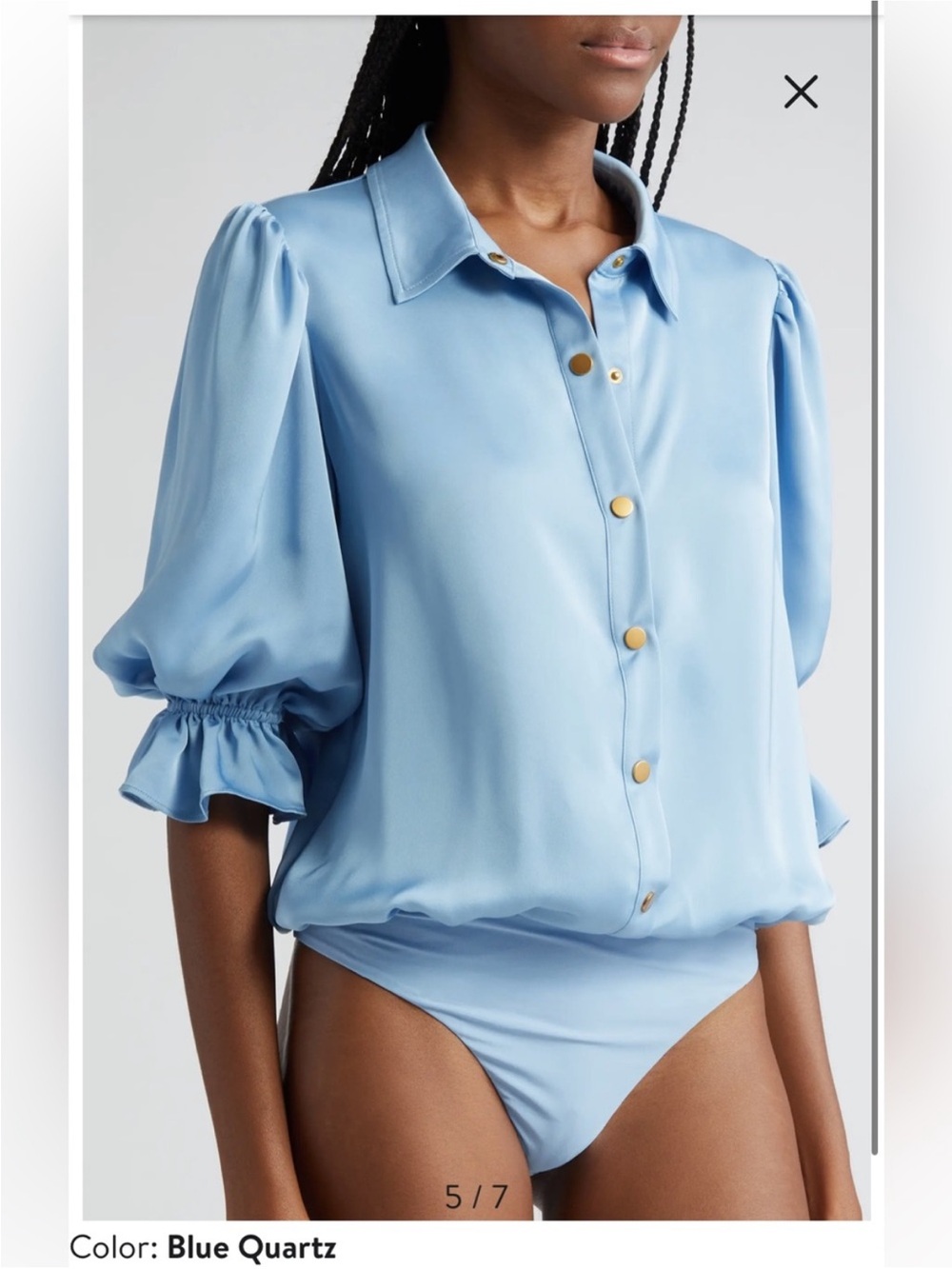 NWT Ramy Brook DINA SILK RUFFLED BUTTON BODYSUIT Size S